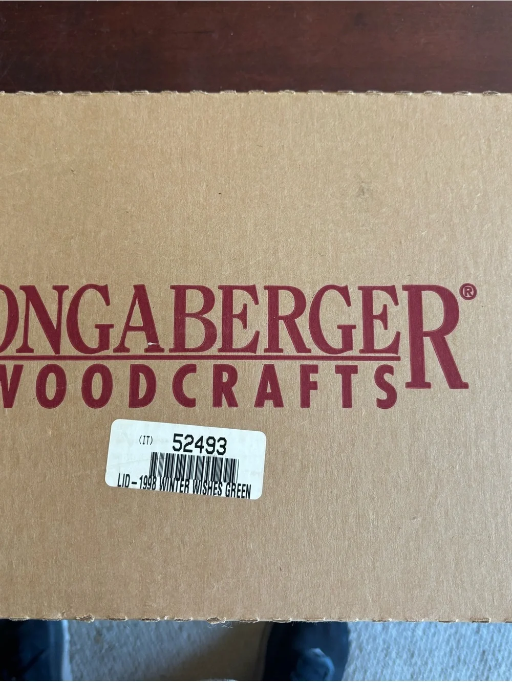 Longaberger 1998 NWT Holiday Hostess green Winter Wishes Basket combo wooden lid
